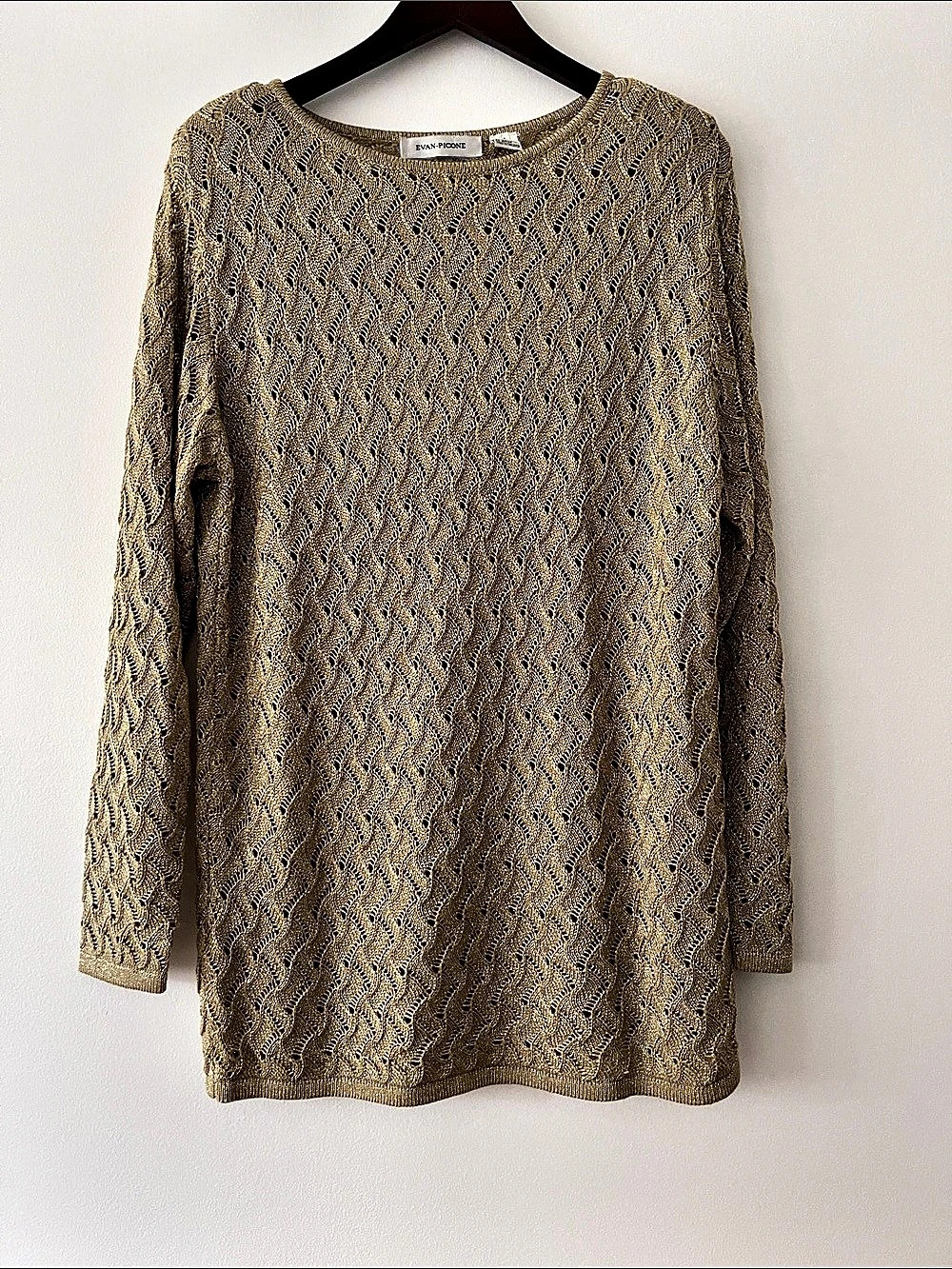 VINTAGE 80s/90s EVAN-PICONE GOLD METALLIC SHIMMER SWEATER